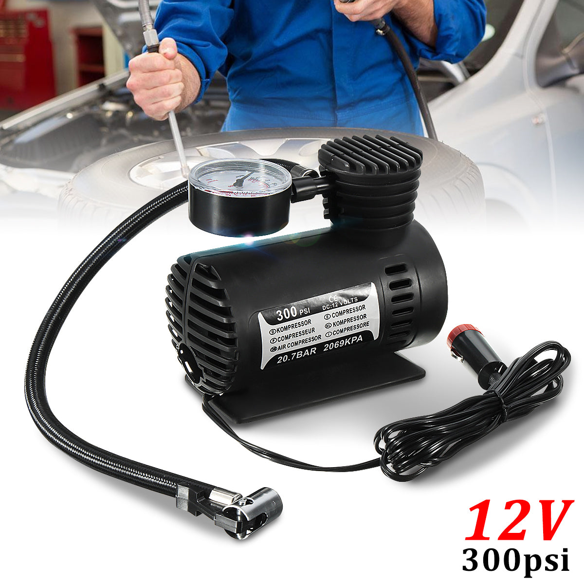 Mini Air Compressor – Portable Car Tyre Inflator Pump